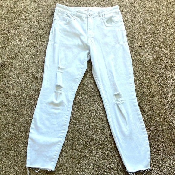 bp Denim - BP Nordstrom Raw Hem Skinny Size 29 High-Rise‎ Stretch White Distressed Jeans